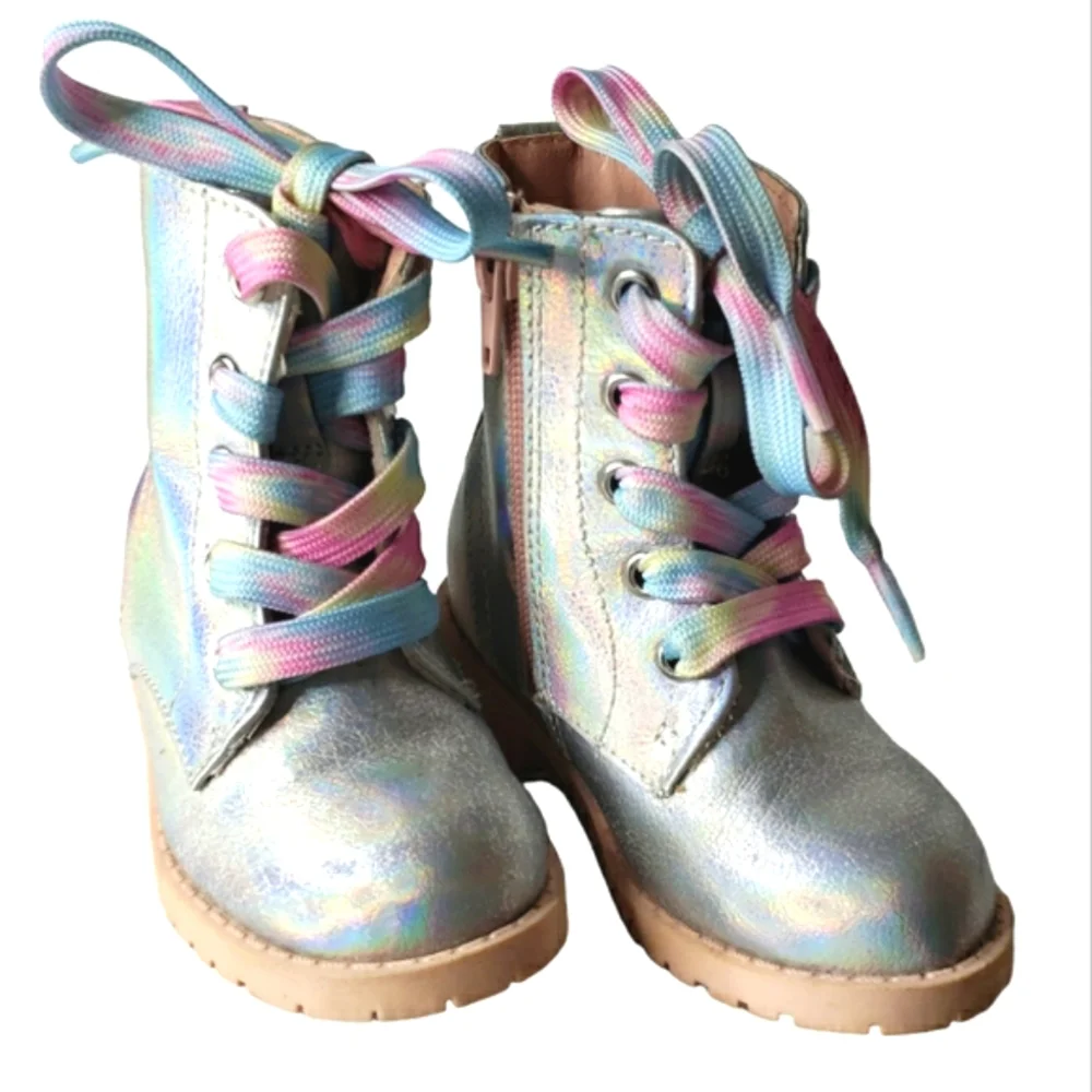 Jellypop Girls Lil Punky Lug Sole Bootie Irredescent Pastel Sparkly Fairy Unicor